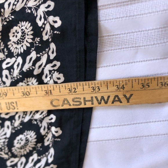 Navy and White Floral Dress with Lace Accents - Picture 12 of 16